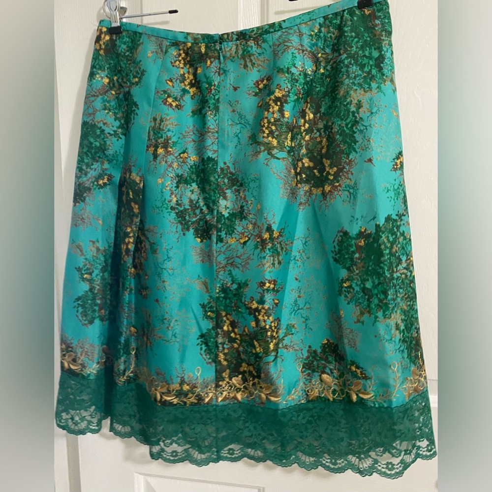 A-LINE .. WOMENS Elegant Floral Lace Trim Embroidered Skirt - Picture 10 of 12